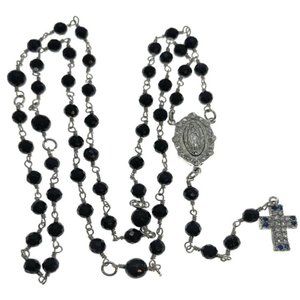 925 sterling silver beaded rosary necklace